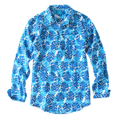 Mens Linen Shirt  Tropical Leaves