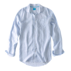 Mens Linen Shirt Stripes Blue White