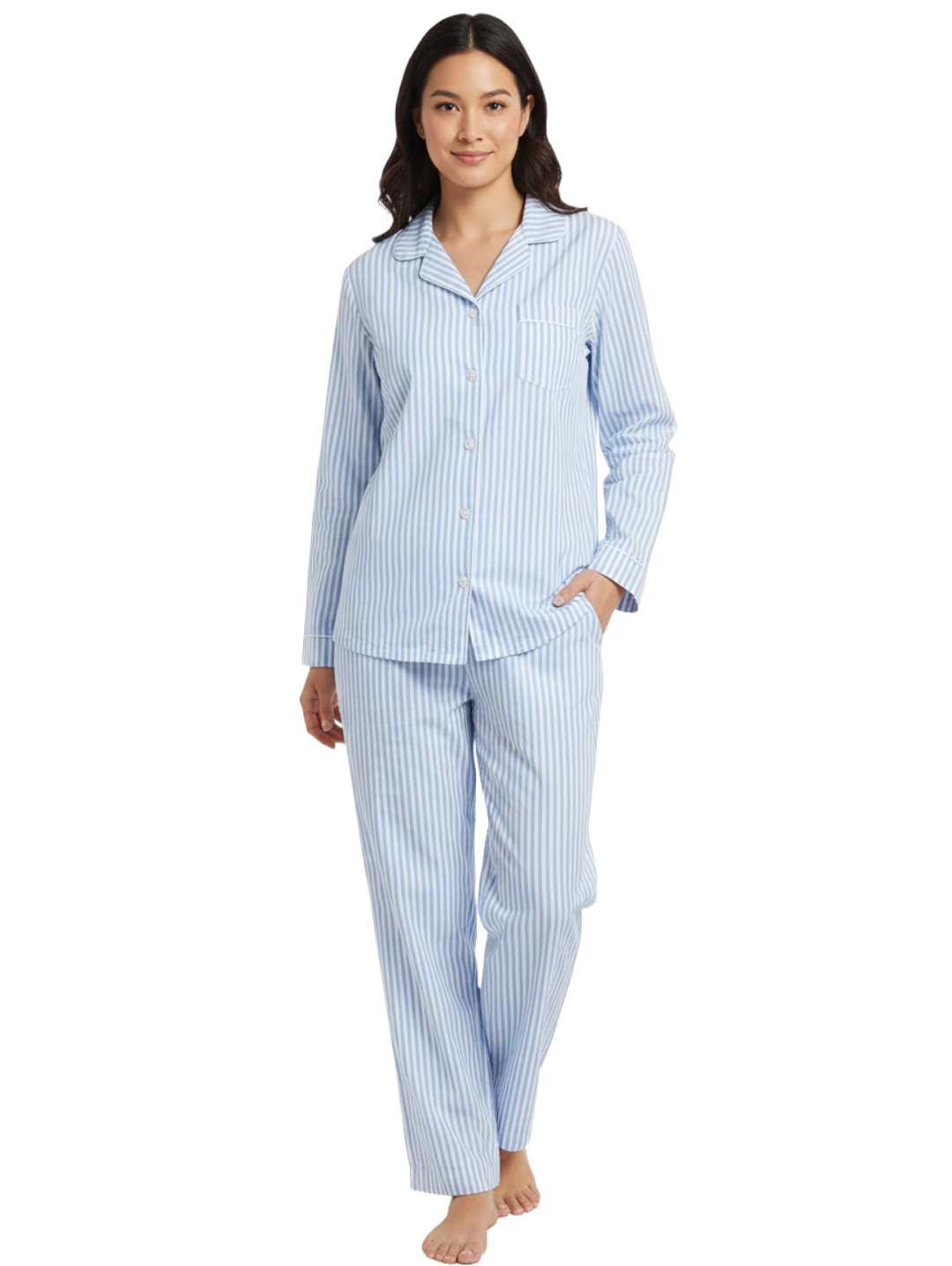 Womens 100% Cotton Poplin Pajama Set