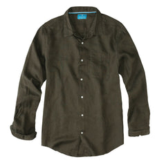 Mens Linen Shirt Olive Green