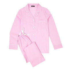Womens 100% Cotton Poplin Pajama Set with Pockets