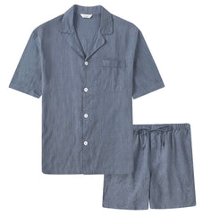 Noble Mount 100% Linen Men's Short Pajama Set for Summer