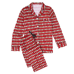 Flannel People Women Pajamas Set - 100% Cotton Flannel Pajamas Women Warm PJs Set - Penguins Red