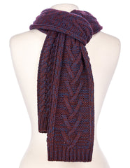 Noble Mount Mens Two-Tone Cable Knit Chillbuster Winter Scarf