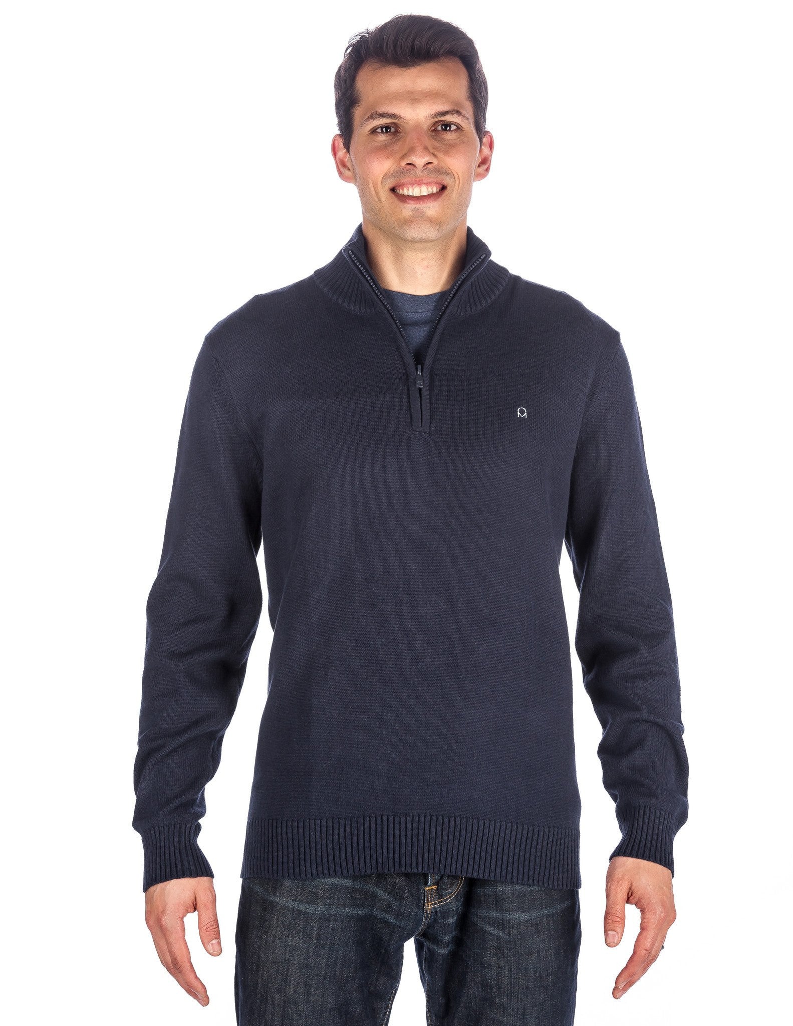 Noble Mount Men\'s 100% Cotton Half-Zip Pullover Sweater