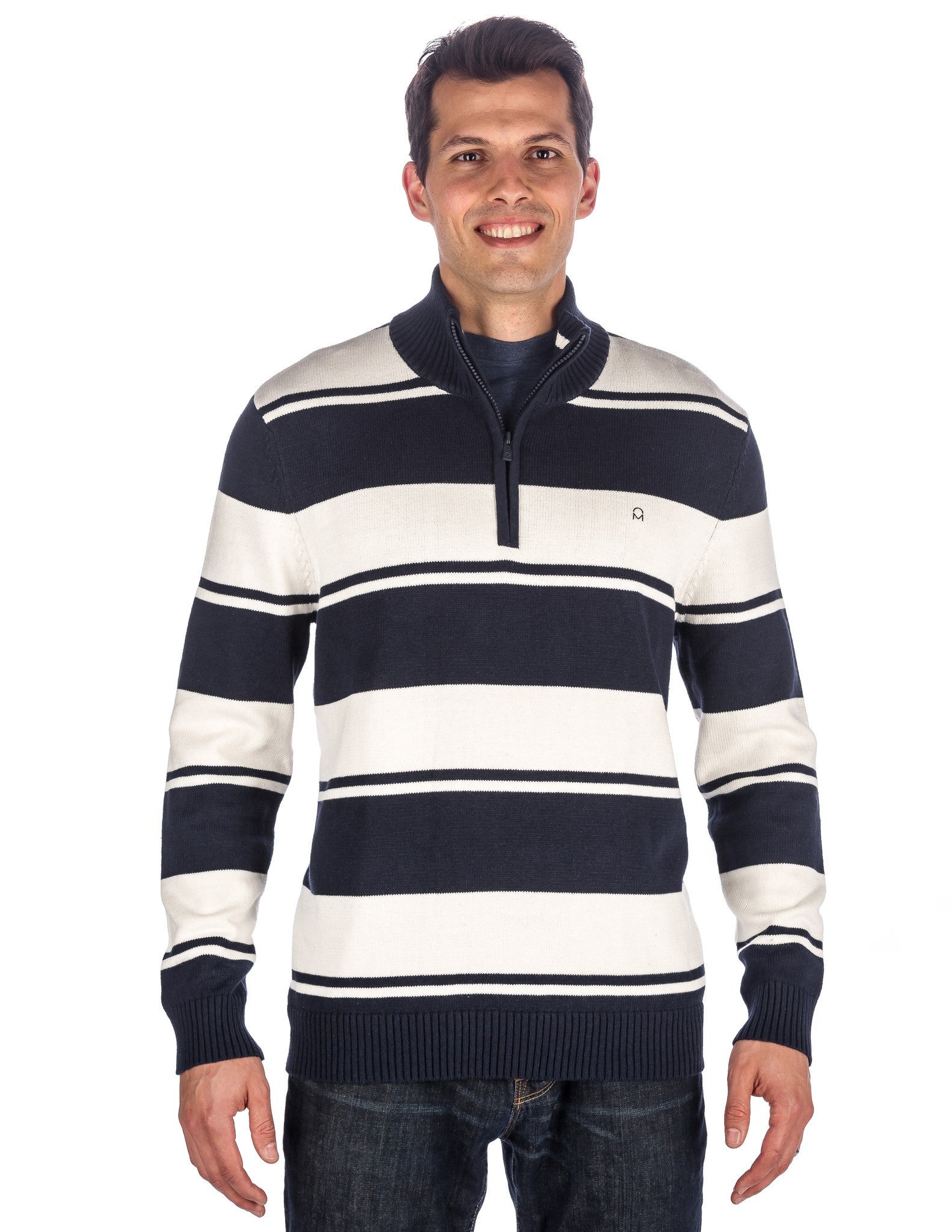 Men's 100% Cotton Half-Zip Pullover Sweater