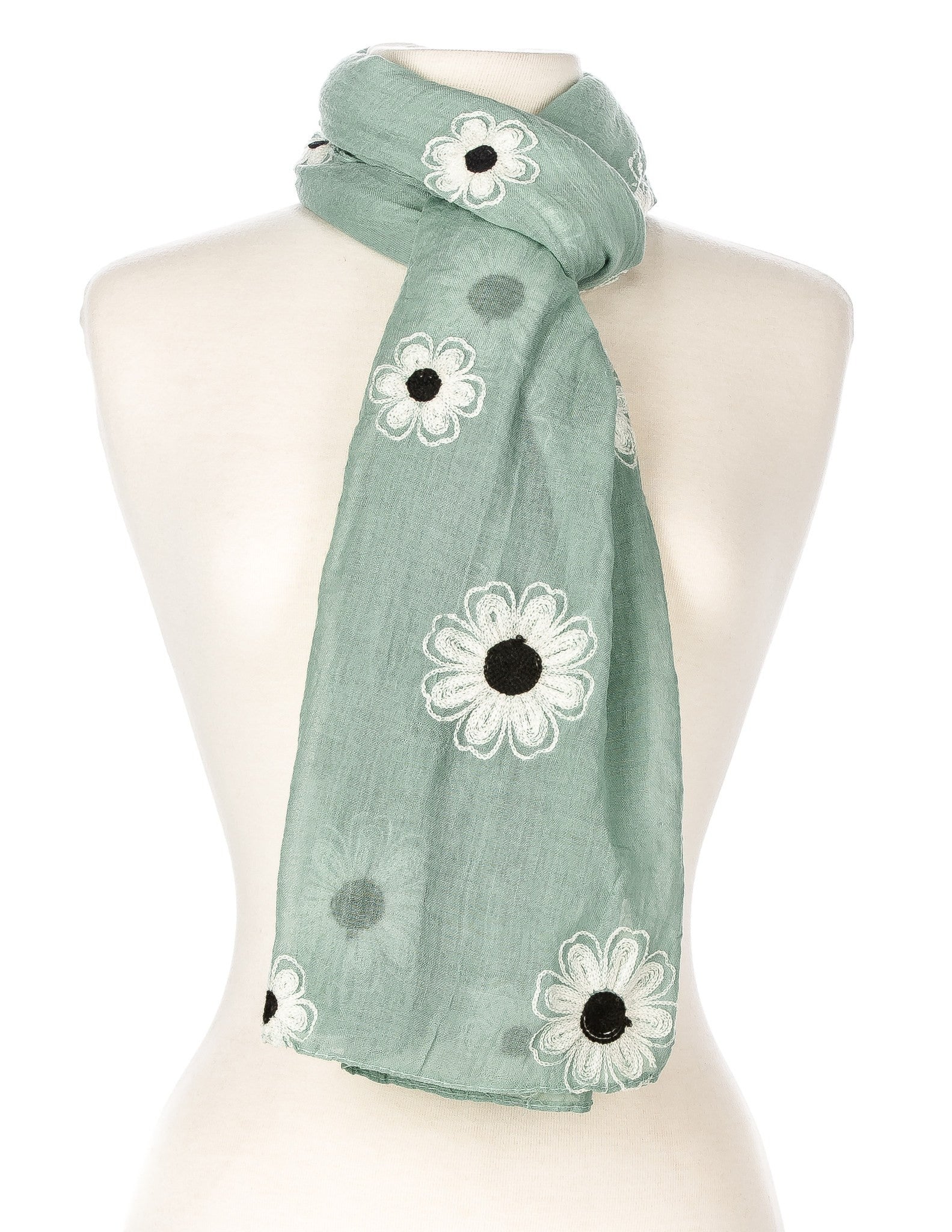 Embroidered Floral Spring Scarf