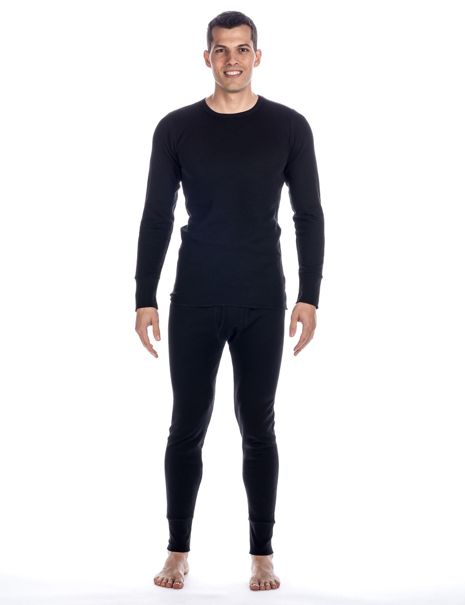 Men's Classic Waffle Knit Thermal Top and Bottom Set