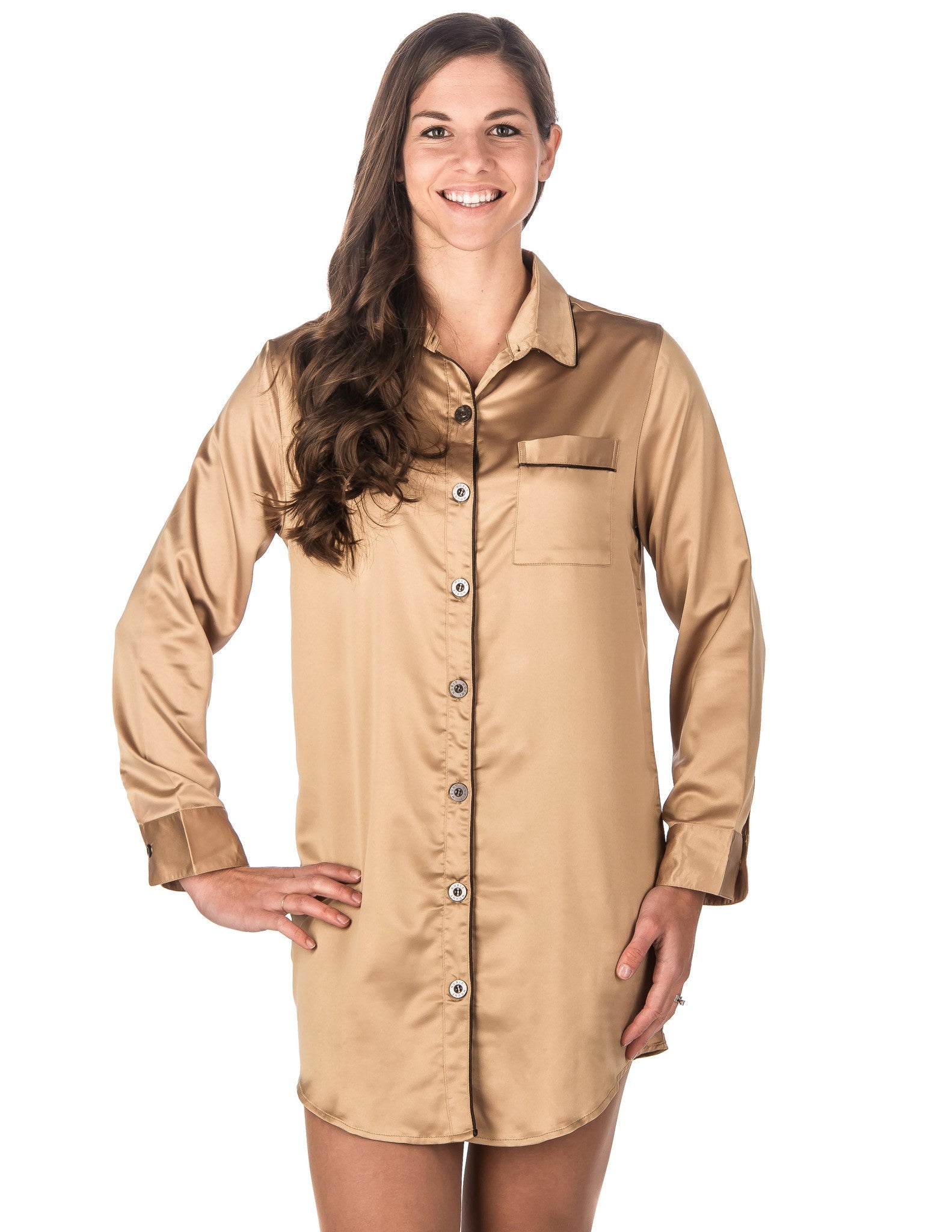 Women's Premium Satin Long Sleeve Sleep Shirt