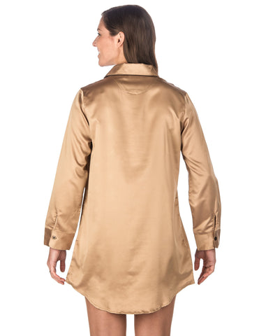 Women's Premium Satin Long Sleeve Sleep Shirt
