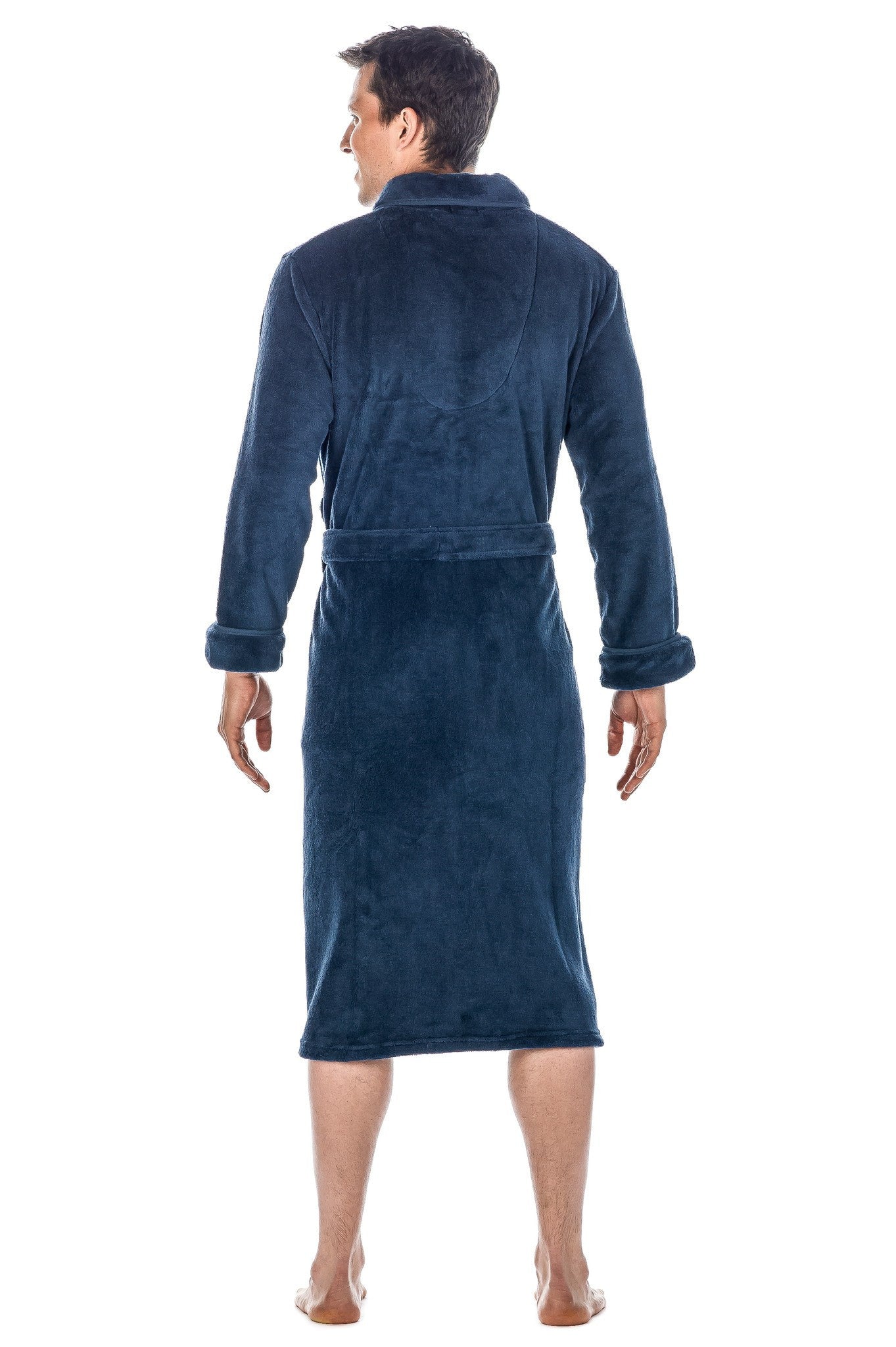 Mens Dressing Gown Pure Silk Stripe Navy | Derek Rose