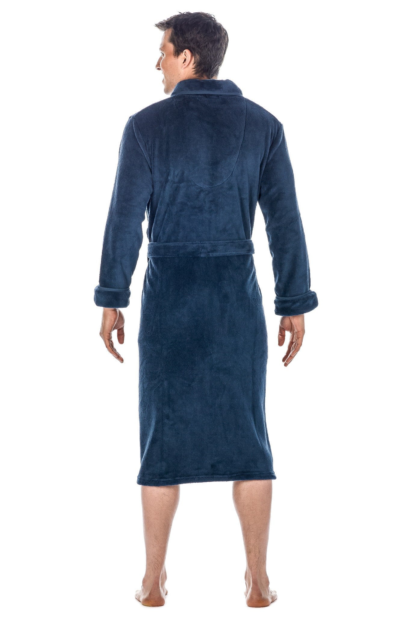 mens ankle length dressing gown Men's Noble Mount Men's Premium Coral Fleece Plush Robe L/XL Marl Black/White XL