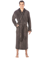 Men's Premium Coral Fleece Long Hooded Plush Spa/Bath Robe