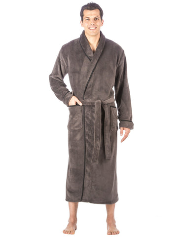 Men's Premium Coral Fleece Full Length Plush Spa/Bath Robe