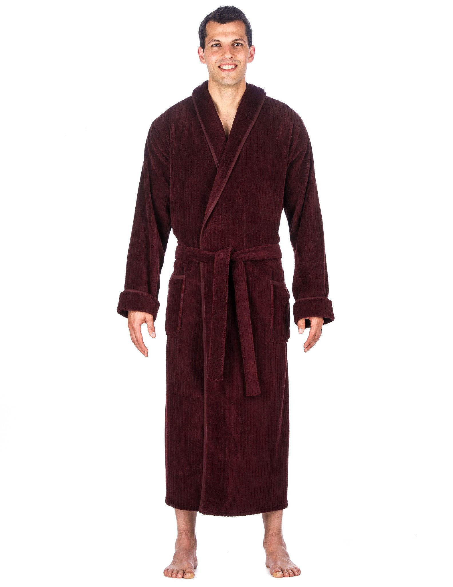 Men's Premium Coral Fleece Long Hooded Plush Spa/Bath Robe