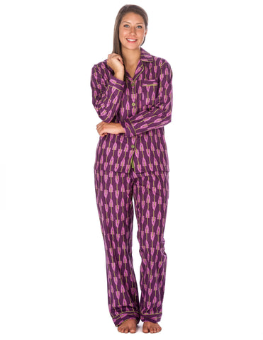 Women's Premium 100% Cotton Flannel Pajama Sleepwear Set (Relaxed Fit)