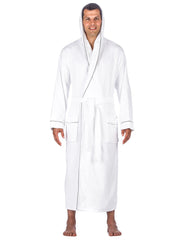 Men's 100% Cotton Terry Long Hooded Bathrobe