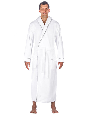 Men's 100% Cotton Terry Long Hooded Bathrobe