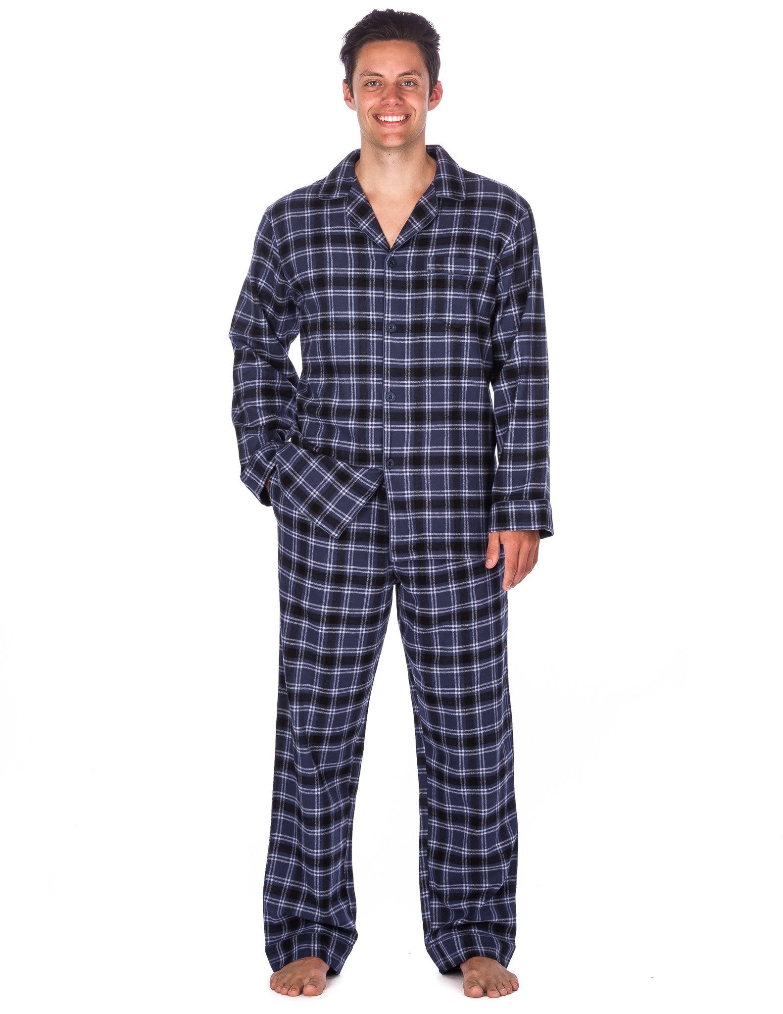 Men's Premium 100% Cotton Flannel Pajama Sleepwear Set (Relaxed