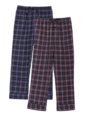 Men's 100% Cotton Flannel Lounge Pants - 2 Pack