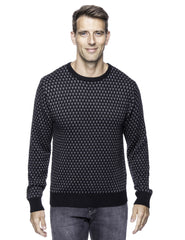 Box-Packaged Tocco Reale Men's Wool Blend Crew Neck Pullover Sweater with Jacquard Effect