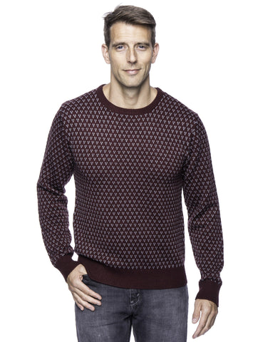 Box-Packaged Tocco Reale Men's Wool Blend Crew Neck Pullover Sweater with Jacquard Effect