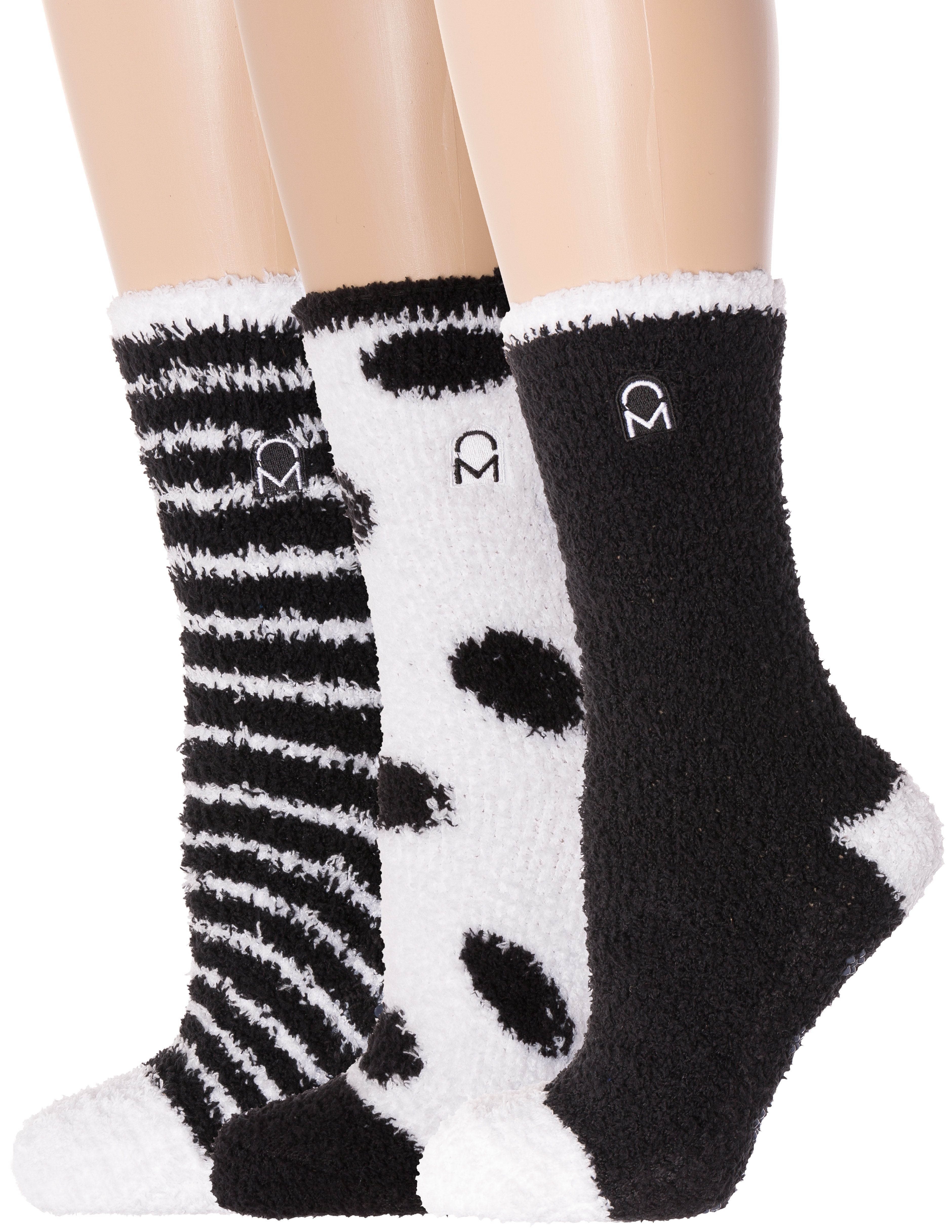 Women's (3 Pairs) Soft Anti-Skid Fuzzy Winter Crew Socks