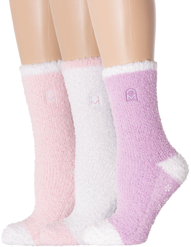 Women's (3 Pairs) Soft Anti-Skid Fuzzy Winter Crew Socks