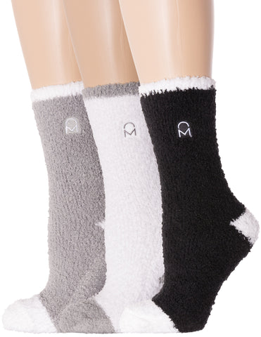 Women's (3 Pairs) Soft Anti-Skid Fuzzy Winter Crew Socks