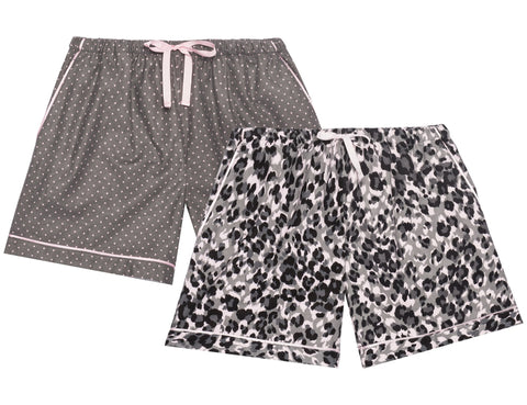 Women's Premium 100% Cotton Flannel Lounge Shorts 2-Pack