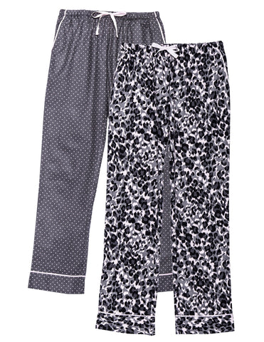 Women's 2 Pack Cotton Flannel Lounge Pants with Free Socks