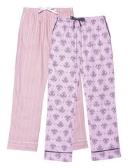 Women's 2 Pack Cotton Flannel Lounge Pants with Free Socks