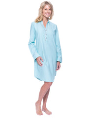 Noble Mount Womens Premium 100% Cotton Flannel Long Sleeve Sleep Shirt