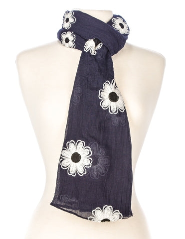 Embroidered Floral Spring Scarf