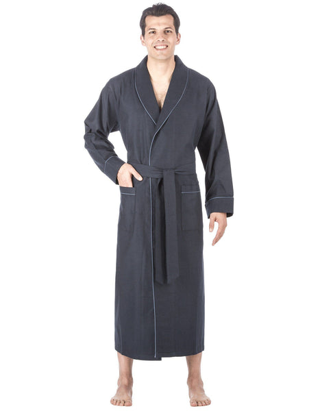Noble Mount Men's Premium 100% Cotton Flannel Long Robe