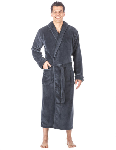 Men's Premium Coral Fleece Long Hooded Plush Spa/Bath Robe