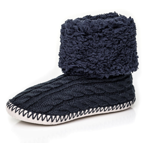 Women's Fuzzy Delight Cable Knit Indoor Short Boot Slippers