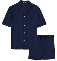 Noble Mount 100% Linen Men's Short Pajama Set for Summer