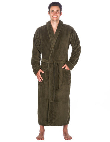 Men's Premium Coral Fleece Long Hooded Plush Spa/Bath Robe