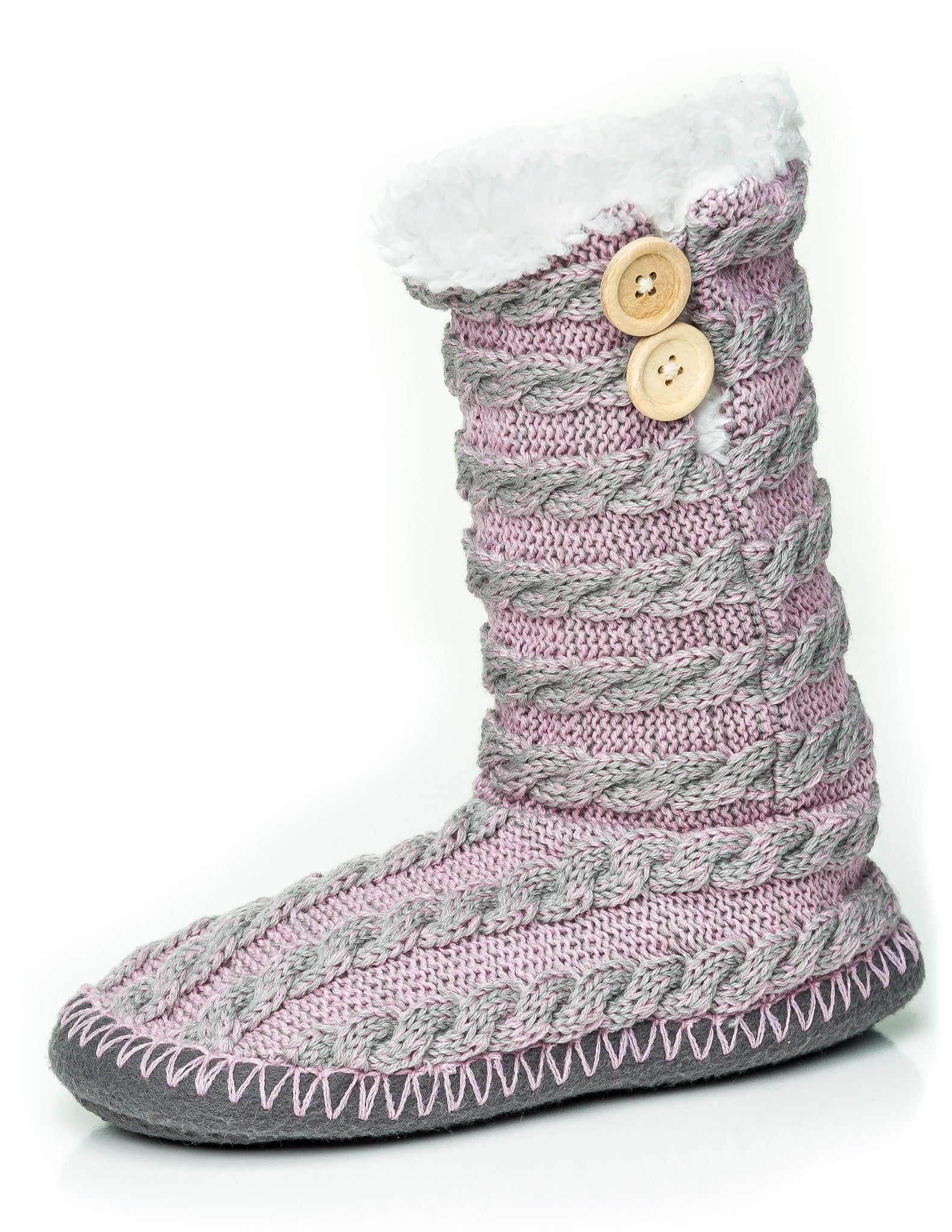 Women's Cable Knit Button Accent Indoor Boot Slippers