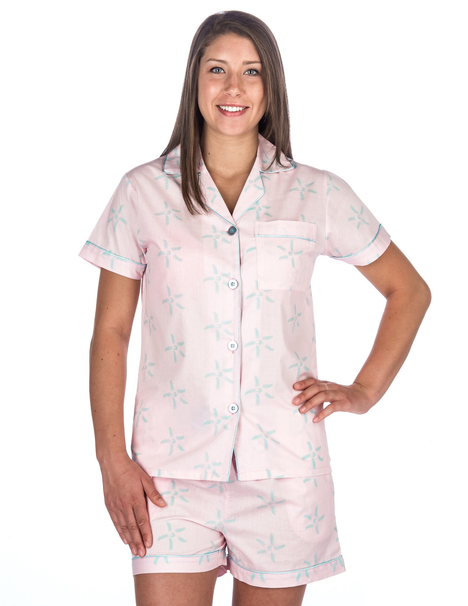 Women's Premium 100% Cotton Poplin Short Pajama Set