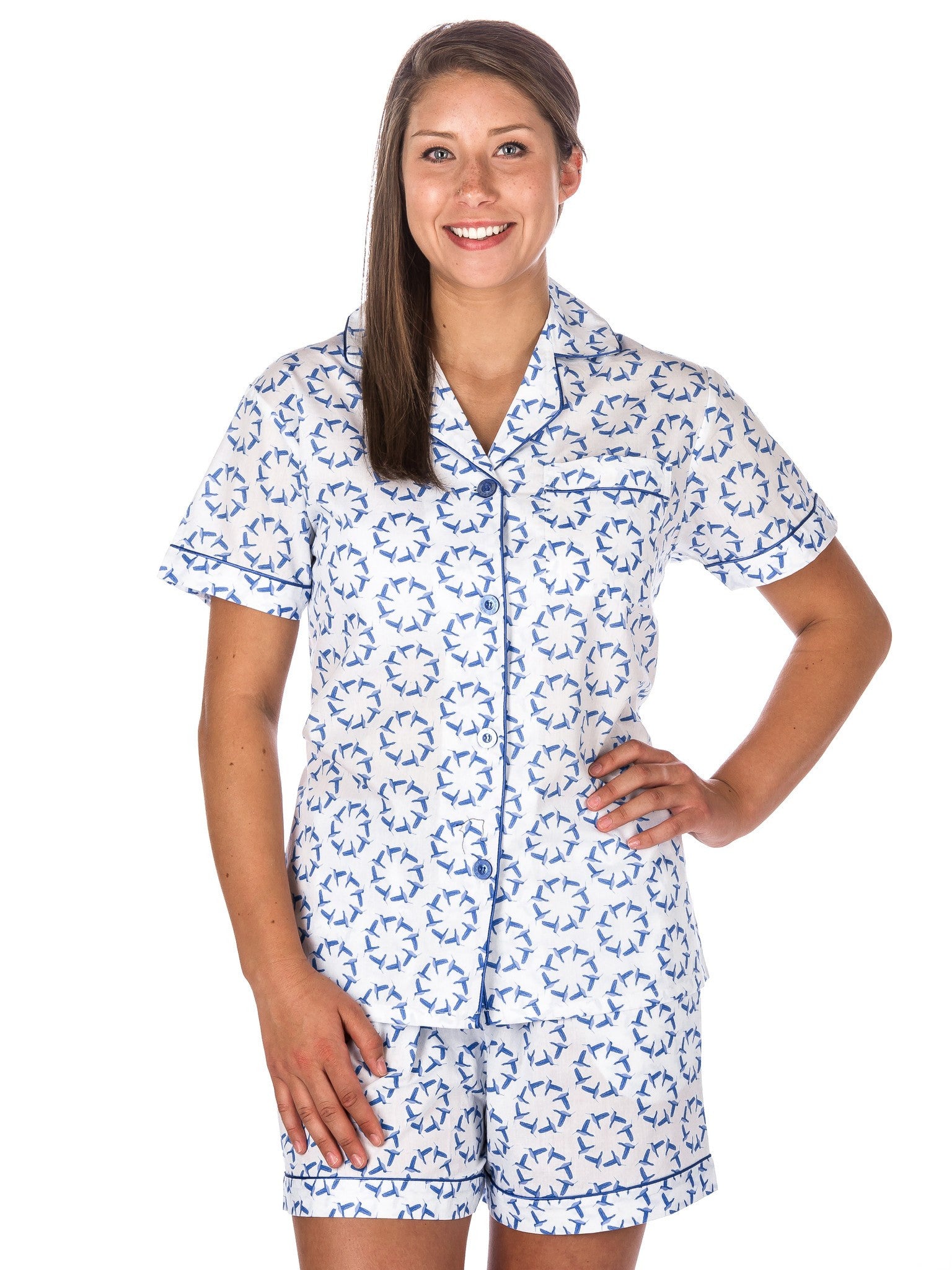 Women's Premium 100% Cotton Poplin Short Pajama Set