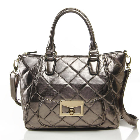 Quilted Metallic Antoinette Satchel Bag