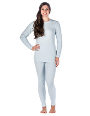 Women's Classic Waffle Knit Thermal Top and Bottom Set