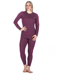 Women's Classic Waffle Knit Thermal Top and Bottom Set