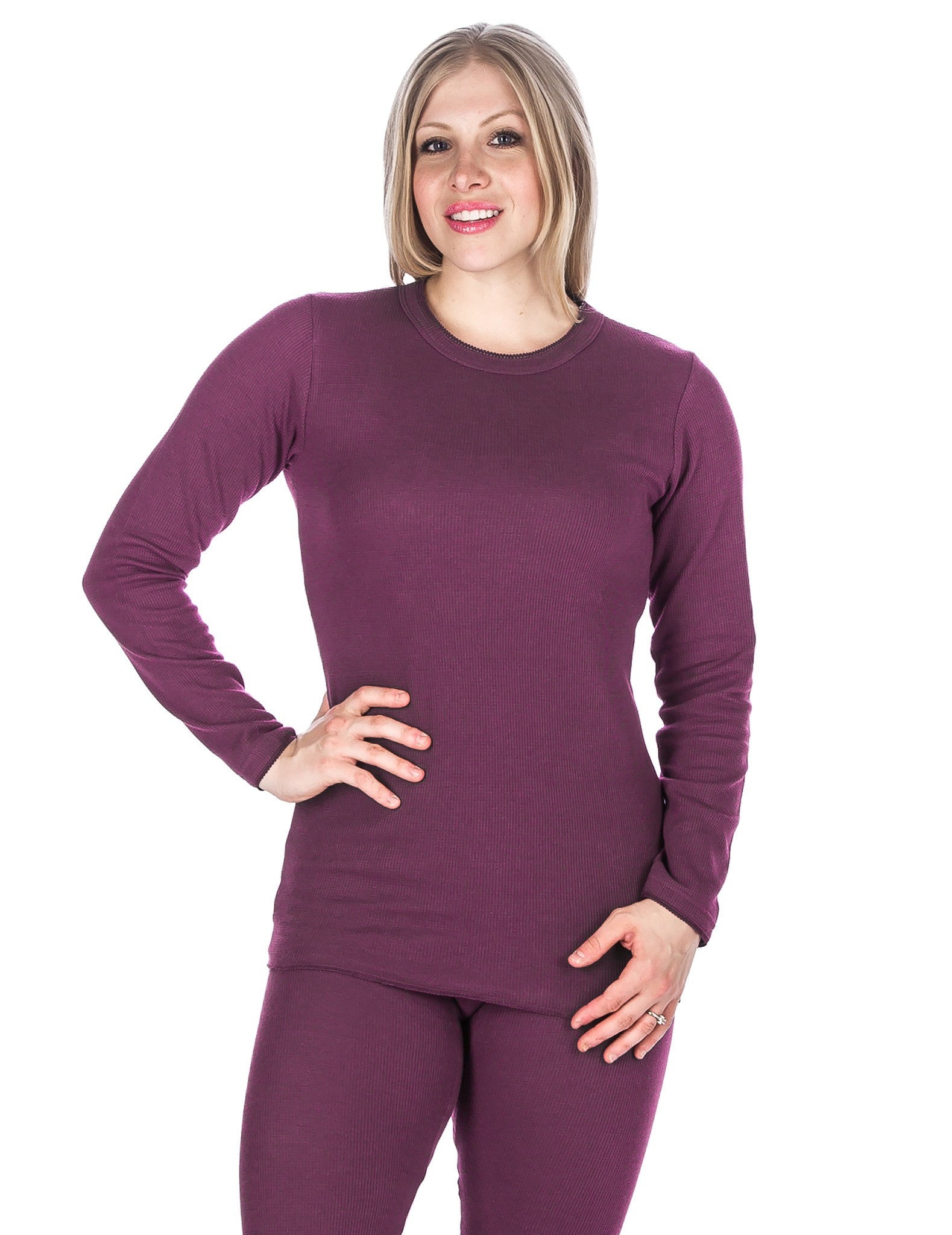 Noble Mount Women's Classic Waffle Knit Thermal Top