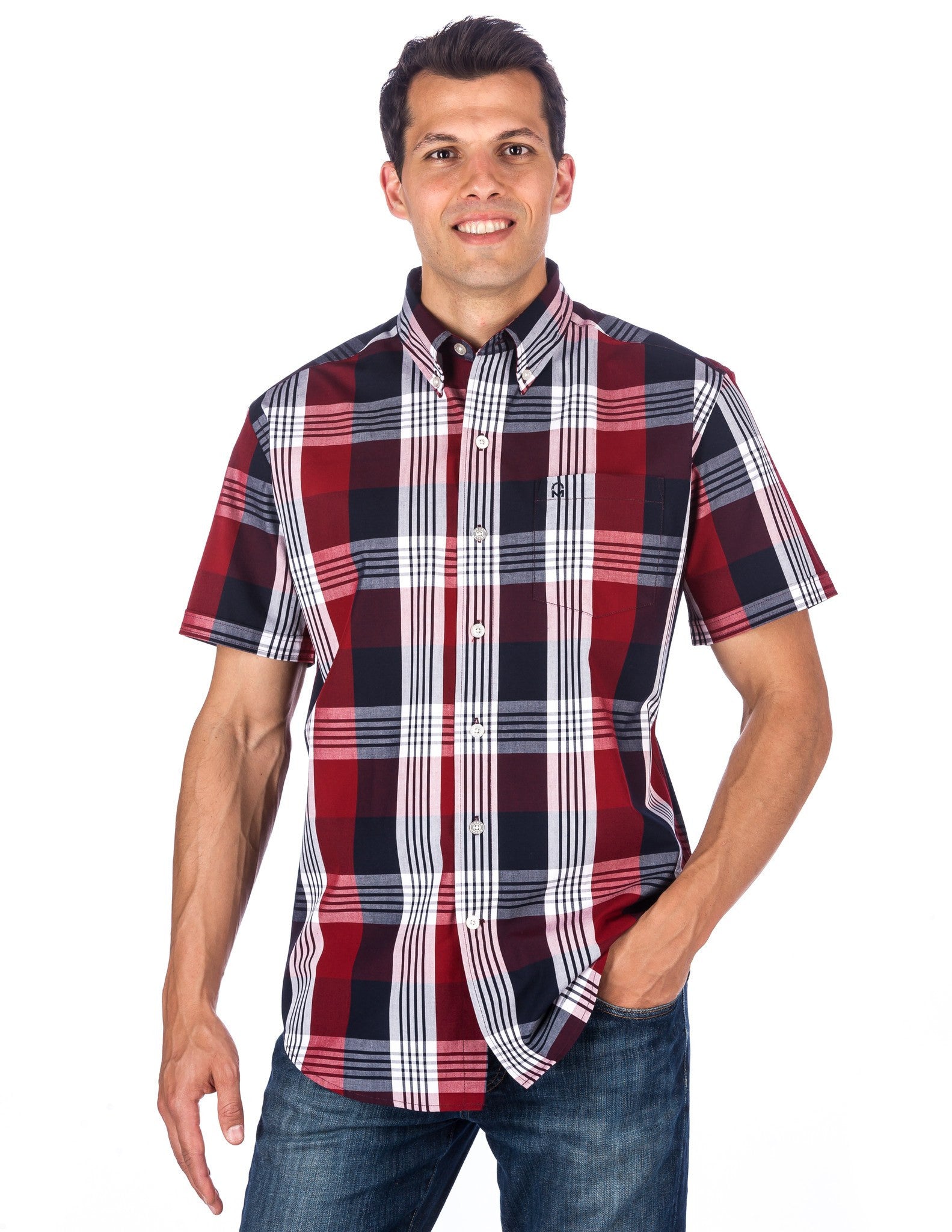 Men's 100% Cotton Casual Short Sleeve Shirt - Regular Fit