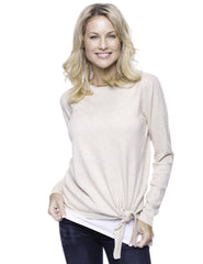 Box-Packaged Tocco Reale Women's Cashmere Blend Bateau Neck Sweater with Hem Tie