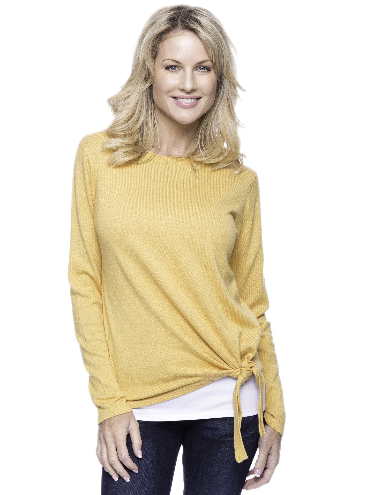 Box-Packaged Tocco Reale Women's Cashmere Blend Bateau Neck Sweater with Hem Tie