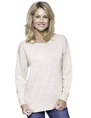 Box-Packaged Tocco Reale Women's Cashmere Blend Crew Neck Sweater with Drop Shoulder